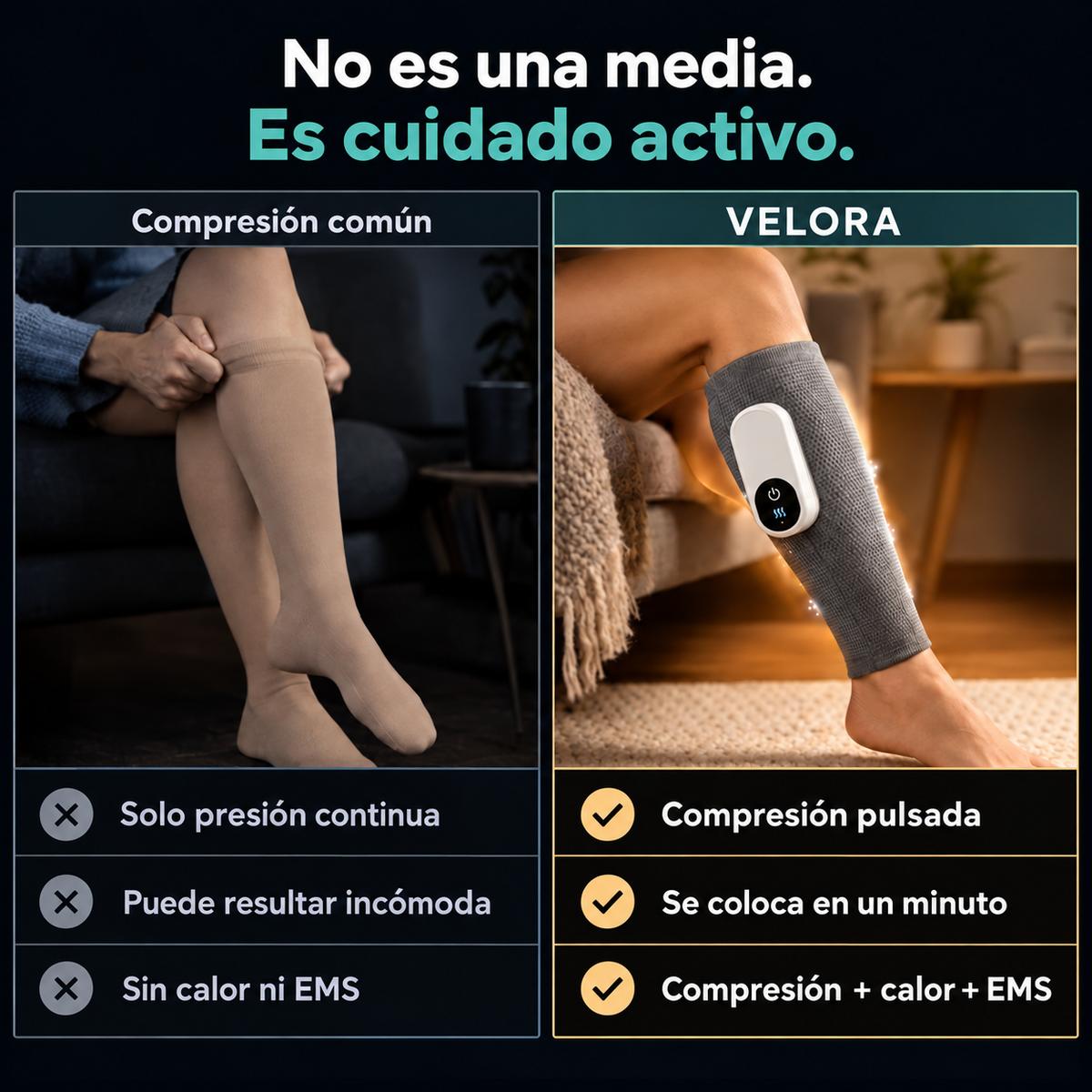 VELORA FlowEMS cuidado activo frente a compresión común
