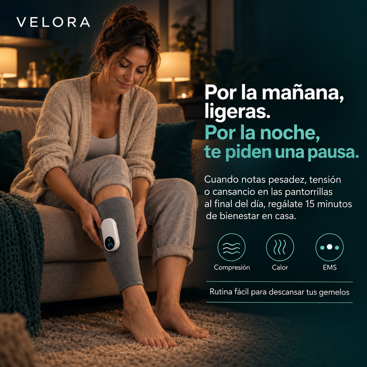 VELORA FlowEMS rutina nocturna para gemelos cansados