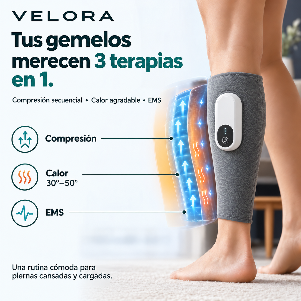 VELORA FlowEMS compresión calor y EMS