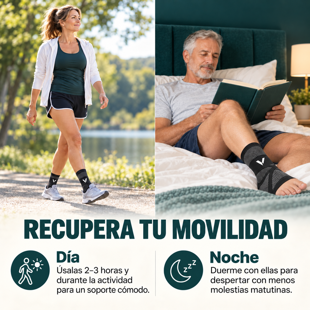 VELORA Mangas para Pies uso de día y noche